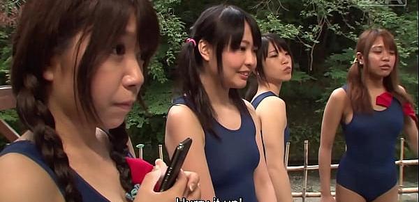  Japanese schoolgirls in swimsuits CFNM handjob harem